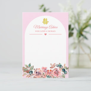 Tarjeta de consejo de boda floral blanca rosa arco