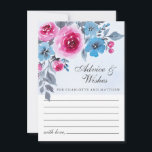 Tarjeta de consejo de Boda floral de color azul mo<br><div class="desc">Carta romántica y moderna de consejos y deseos bodas con un diseño de acuarela floral sobre un fondo azul pálido.</div>