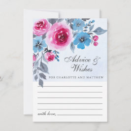 Tarjeta de consejo de Boda floral de color azul mo