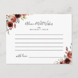 Tarjeta de consejo de Boda floral elegante de prim