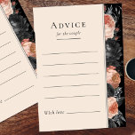 Tarjeta de consejo de Boda negro vintage gótico<br><div class="desc">Esta tarjeta de consejo gótica de boda negro vintage es un oscuro lienzo de romance y elegancia intemporal. Este diseño presenta motivos tradicionales entrelazados con una estética monótona que recuerda al otoño. Delicados rosas polvorientos de acuarela y arreglos florales de color oscuro bailan a través del lienzo negro, evocando la...</div>