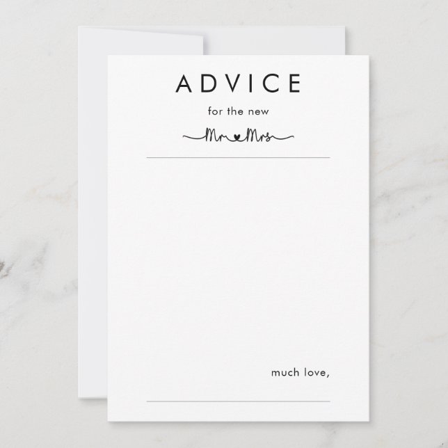 Tarjeta de consejo de boda personalizada simple (Anverso)