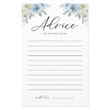 Tarjeta de consejo de ducha azul acuática floral