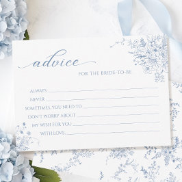 Tarjeta de consejo de ducha azul para las novias