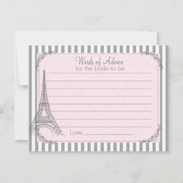 Tarjeta de consejo de ducha de novia de París para