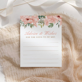 Tarjeta de consejo de ducha de novia floral rosa