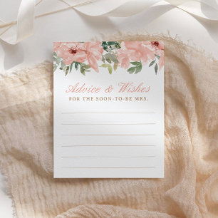 Tarjeta de consejo de ducha de novia floral rosa