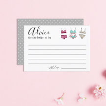 Tarjeta de consejo de ducha de novia Lingerie