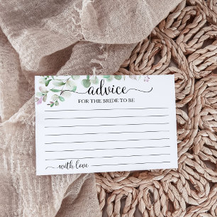 Tarjeta de consejo de ducha nupcial de eucalipto