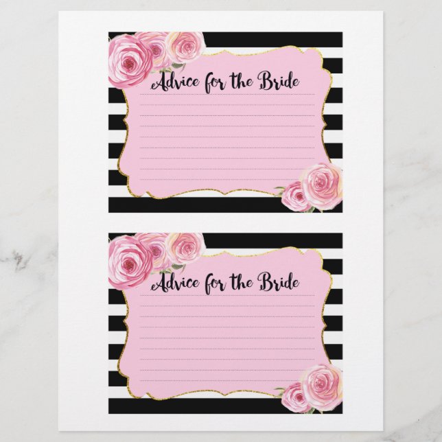 Tarjeta de consejo de ducha nupcial de flor rosa v (Anverso)