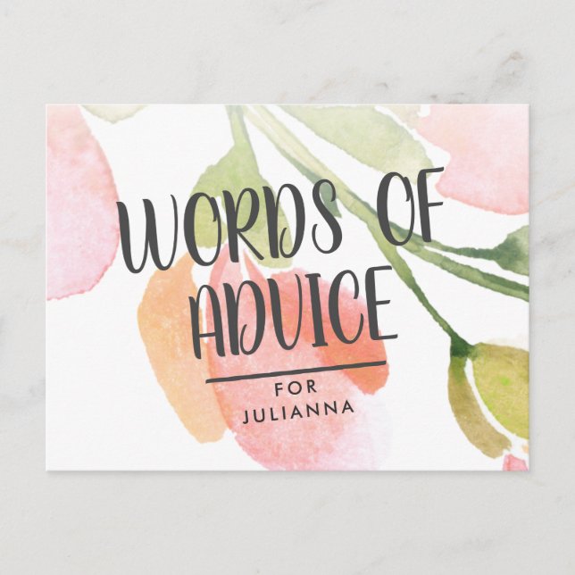 Tarjeta de consejo de ducha para novias con flores (Anverso)