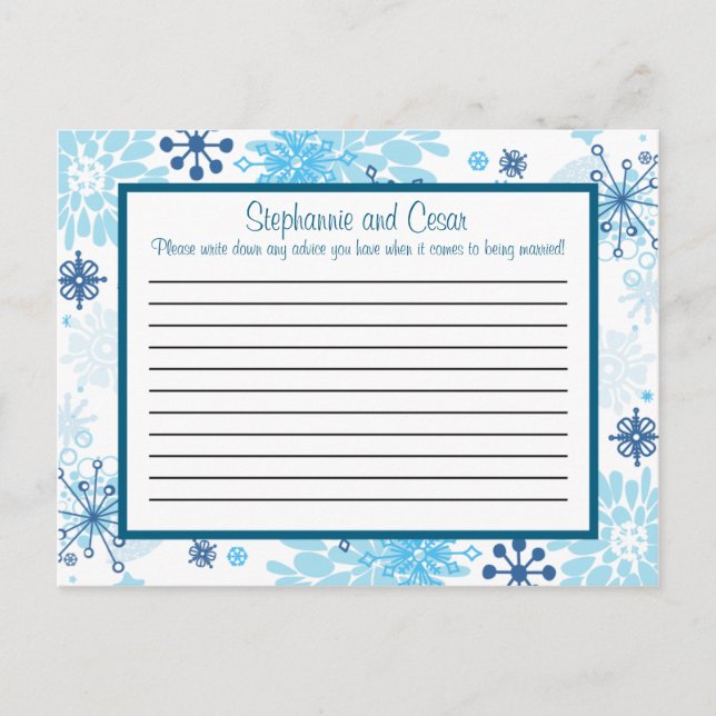 Tarjeta de consejo de escritura Blue Tree / Snowfl (Anverso)