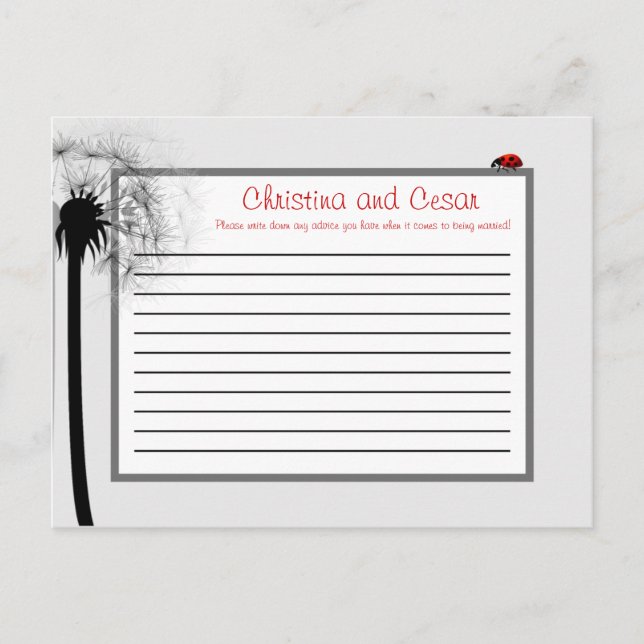 Tarjeta de consejo de escritura Lady Bug en Dandel (Anverso)