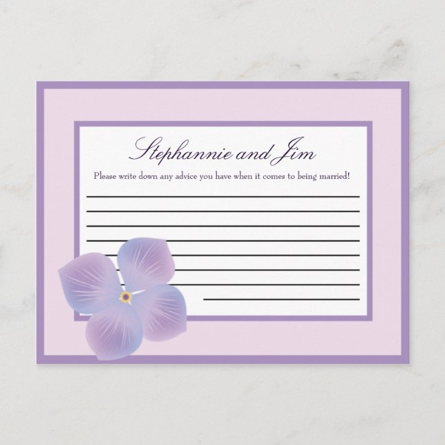 Tarjeta de consejo de escritura Purple Hydrangea (Anverso)