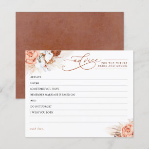 Tarjeta de consejo de flores de hierba y terracota