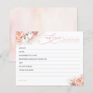 Tarjeta de consejo de flores rosadas y de hierba d