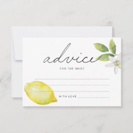 Tarjeta de consejo de limón, hojas y flores