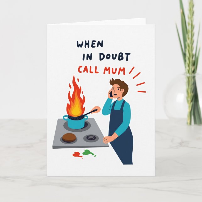 Tarjeta de consejo de mamá para cocinar con fuego (Anverso)
