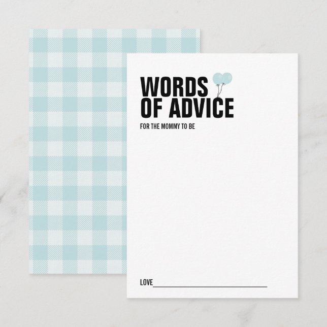 Tarjeta de consejo de mami Baby Shower con globo a (Anverso / Reverso)