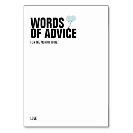 Tarjeta de consejo de mami Baby Shower con globo a