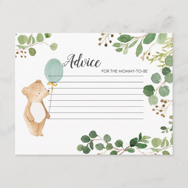 Tarjeta de consejo de osito de verde (Anverso)