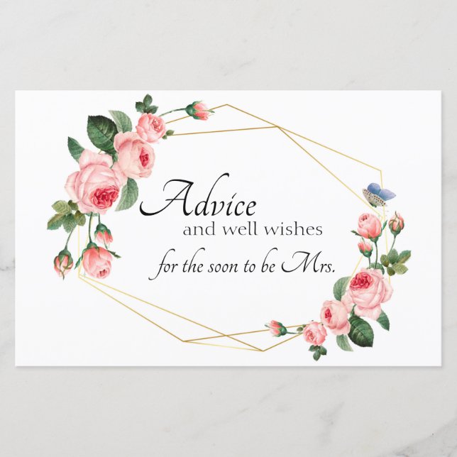 Tarjeta de consejo de rosa rosa sonrojada (Anverso)