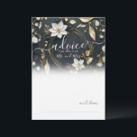 Tarjeta de consejo del Boda de flor floral de oro<br><div class="desc">Moderno Modelo de Tarjeta de Consejos de Boda Vintage Elegante - Elegante Wreath floral de color blanco negro y oro. Estos Diseños Pueden Ser Personalizados Para Su Ocasión Especial Y Serían Perfectos Para Su Boda,  Ducha De Novias,  Partido De Compromiso,  Fiesta De Cumpleaños Y Muchas Más Ocasiones Especiales.</div>