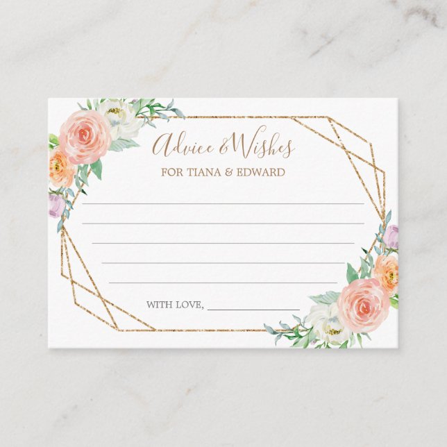 Tarjeta de consejo del Boda de las flores de acuar (Anverso)