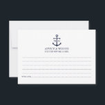 Tarjeta de consejo del Boda del Ancla Azul de la M<br><div class="desc">Añada un toque elegante a su boda náutico con este clásico boda de anclaje azul marino y tarjeta de deseos. Diseñado con un ilustracion de ancla azul marino, cuenta con un monograma de novia y novio personalizado, texto personalizado en una fuente serif azul marino sobre un fondo blanco. Ideal para...</div>