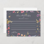 Tarjeta de consejo del Boda floral azul silvestre<br><div class="desc">Esta tarjeta de consejos clásicas y coloridas de boda floral silvestre es perfecta para un boda rústico. El diseño se compone de flores silvestres amarillas, violetas y blancas con follaje en un fondo de color rosa y verde. Estas tarjetas son perfectas para un boda, una ducha de novia, una ducha...</div>