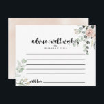 Tarjeta de consejo del Boda floral rosa rosa rosad<br><div class="desc">Esta tarjeta de consejo boda floral rosa rosada polvorienta es perfecta para un boda rústico. El diseño presenta unas elegantes rosas rosadas polvorientas de color acuático y un follaje verde, cuidadosamente montado en bonitos ramos. Estas tarjetas son perfectas para un boda, una ducha de novia, una ducha de bebé, una...</div>