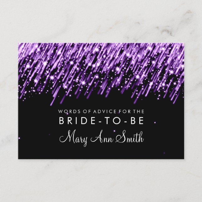 Tarjeta de consejo Ducha de novia Estrellas morada (Anverso)