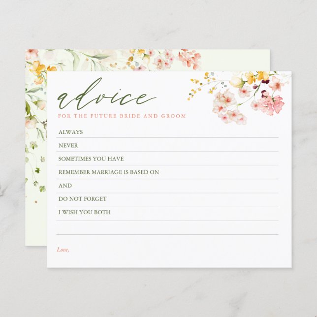 Tarjeta de consejo elegante de flores silvestres (Anverso / Reverso)