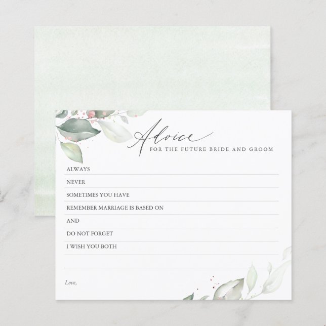 Tarjeta de consejo elegante para Rosa de hojas de  (Anverso / Reverso)