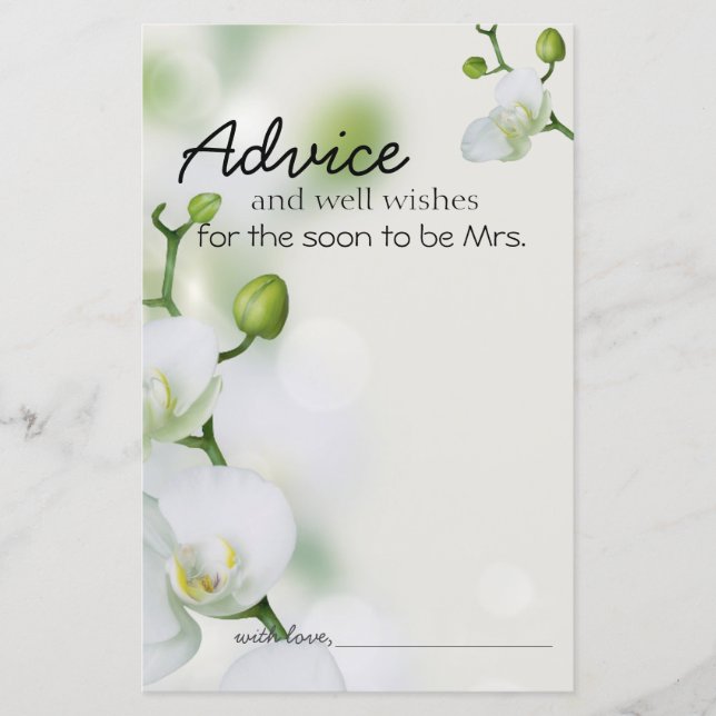 Tarjeta de consejo elegante y suave para orquídeas (Anverso)