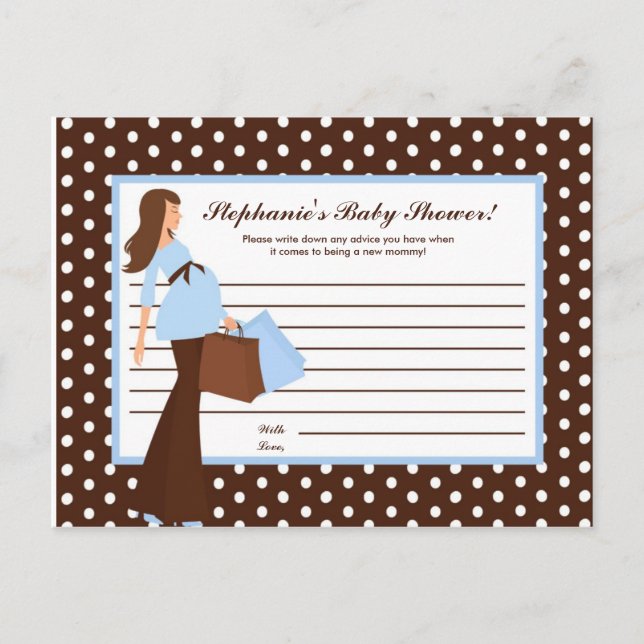 Tarjeta de consejo escribible Blue Mod Mom Polka D (Anverso)