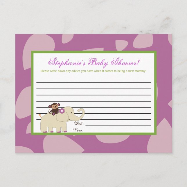 Tarjeta de consejo escribible Jacana Purple Animal (Anverso)