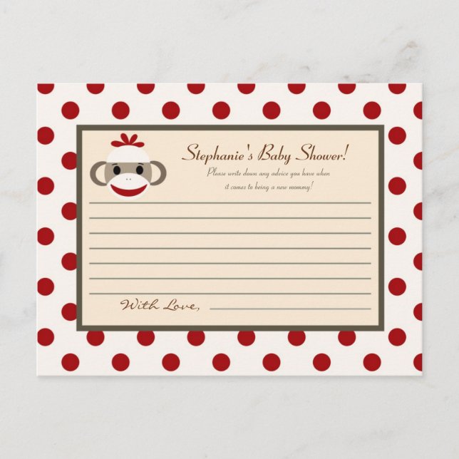 Tarjeta de consejo escribible Mono de media luna r (Anverso)