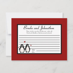 Tarjeta de consejo escribible Penguin Love Couple