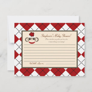 Tarjeta de consejo escribible Red Sock Mono Argyle