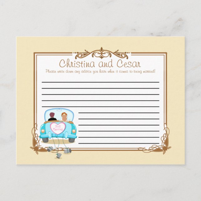 Tarjeta de consejo escrita acaba de tener pareja c (Anverso)