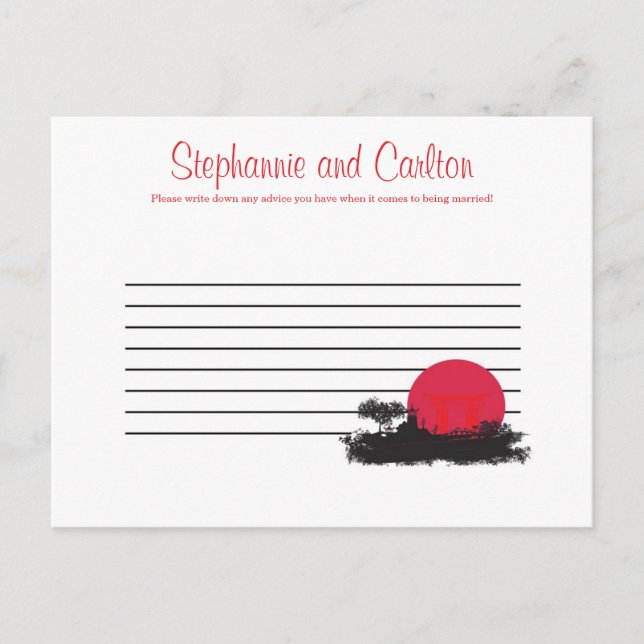 Tarjeta de consejo escrita del Boda japonés emerge (Anverso)