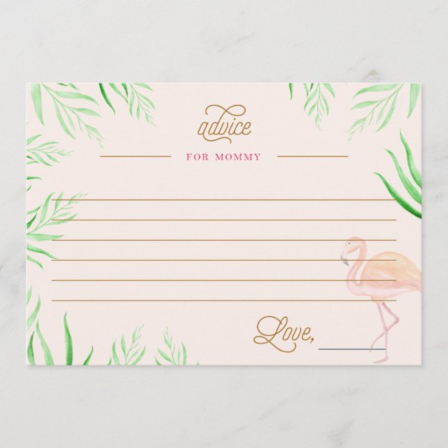 TARJETA DE CONSEJO FLAMINGLE DE BABY SHOWER (Anverso)