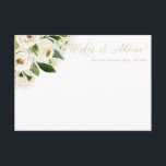 Tarjeta de consejo floral de color blanco y dorado<br><div class="desc">Esta hermosa tarjeta floral incluye flores acuáticas y texto personalizado. Utilice la plantilla para rellenar su información. La función "Personalizar más adelante" se puede utilizar para cambiar el tipo de letra (tamaño,  estilo,  color) y añadir más líneas de texto,  cambiar el diseño y añadir texto al reverso.</div>