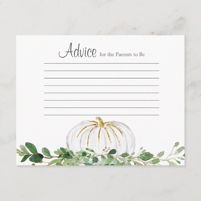 Tarjeta de consejo floral de la Calabaza Blanca de (Anverso)