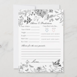 Tarjeta de consejo floral Toile De Jouy negra para