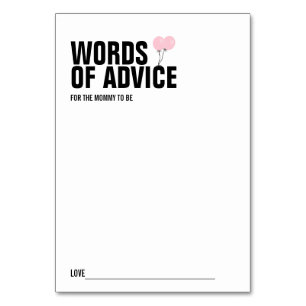 Tarjeta de consejo mami de Baby Shower con globo r