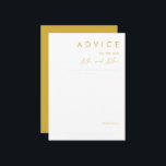 Tarjeta de consejo Minimalista de Boda de oro mode<br><div class="desc">Esta moderna tarjeta de boda Minimalista Gold es perfecta para su elegante boda boho. Su diseño abstracto, sencillo y único, acompañado de un guión minimalista contemporáneo y una paleta de colores dorados, le da a este producto una sensación de lujo formal y elegante al tiempo que se mantiene simplista, bohemiana...</div>