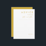 Tarjeta de consejo Minimalista de Boda de oro mode<br><div class="desc">Esta moderna tarjeta de boda Minimalista Gold es perfecta para su elegante boda boho. Su diseño abstracto, sencillo y único, acompañado de un guión minimalista contemporáneo y una paleta de colores dorados, le da a este producto una sensación de lujo formal y elegante al tiempo que se mantiene simplista, bohemiana...</div>