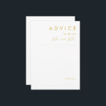 Tarjeta de consejo Minimalista moderna de Boda de<br><div class="desc">Esta moderna tarjeta de boda Gold Font Minimalista es perfecta para su boda elegante. Su diseño abstracto, sencillo y único, acompañado de un guión minimalista contemporáneo y una paleta de colores dorados, le da a este producto una sensación de lujo formal y elegante al tiempo que se mantiene simplista, bohemiana...</div>